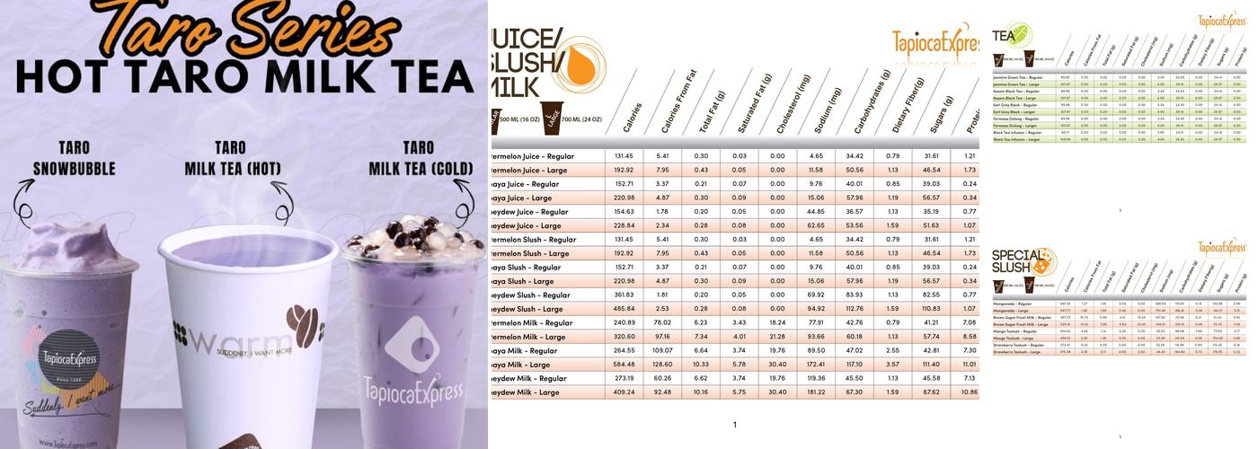Tapioca Express Menu