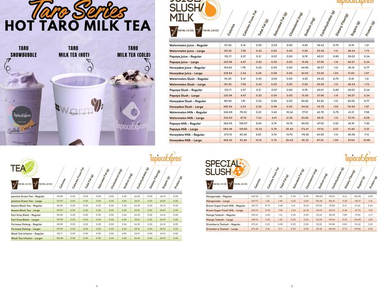 Tapioca Express Menu