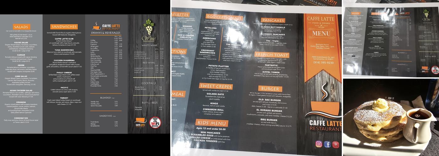 Caffè Latte Restaurant Menu