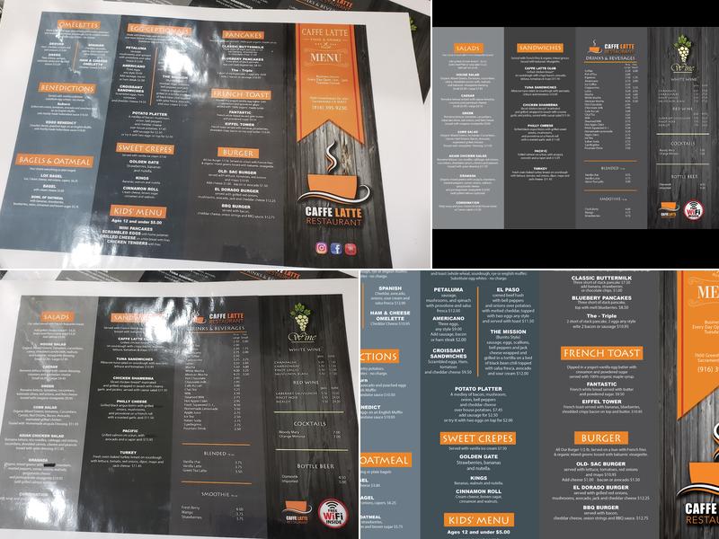 Caffè Latte Restaurant Menu