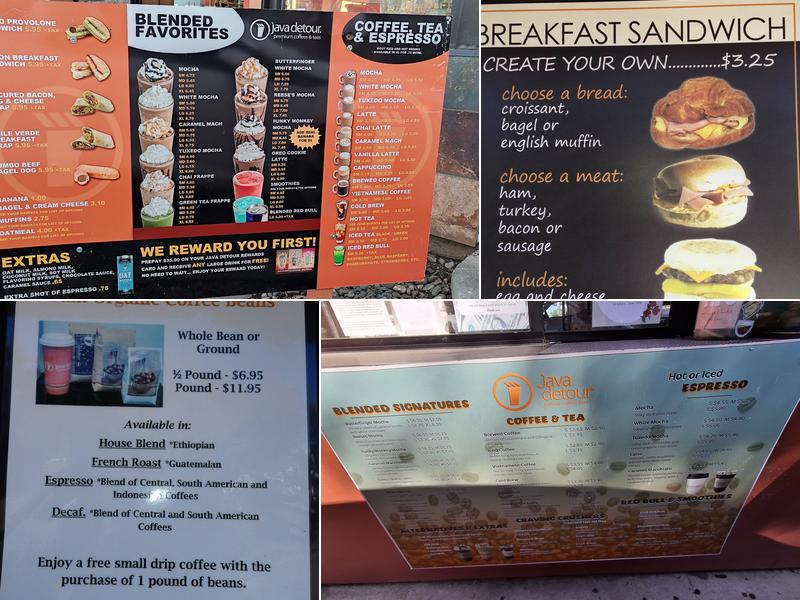 Java Detour Inc Menu