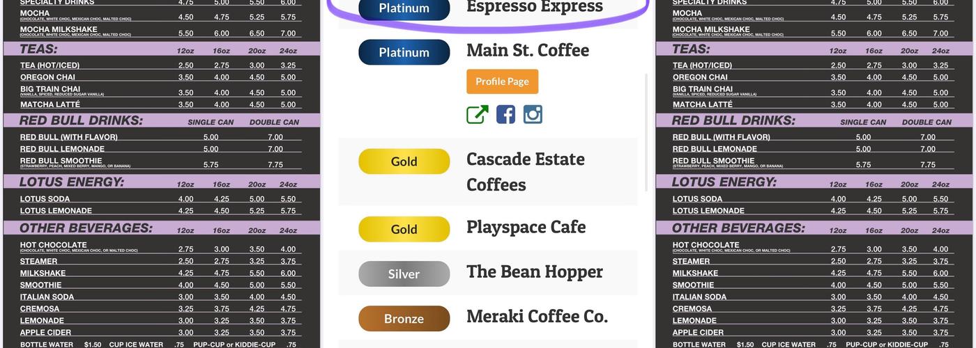 Espresso Express Eugene Menu
