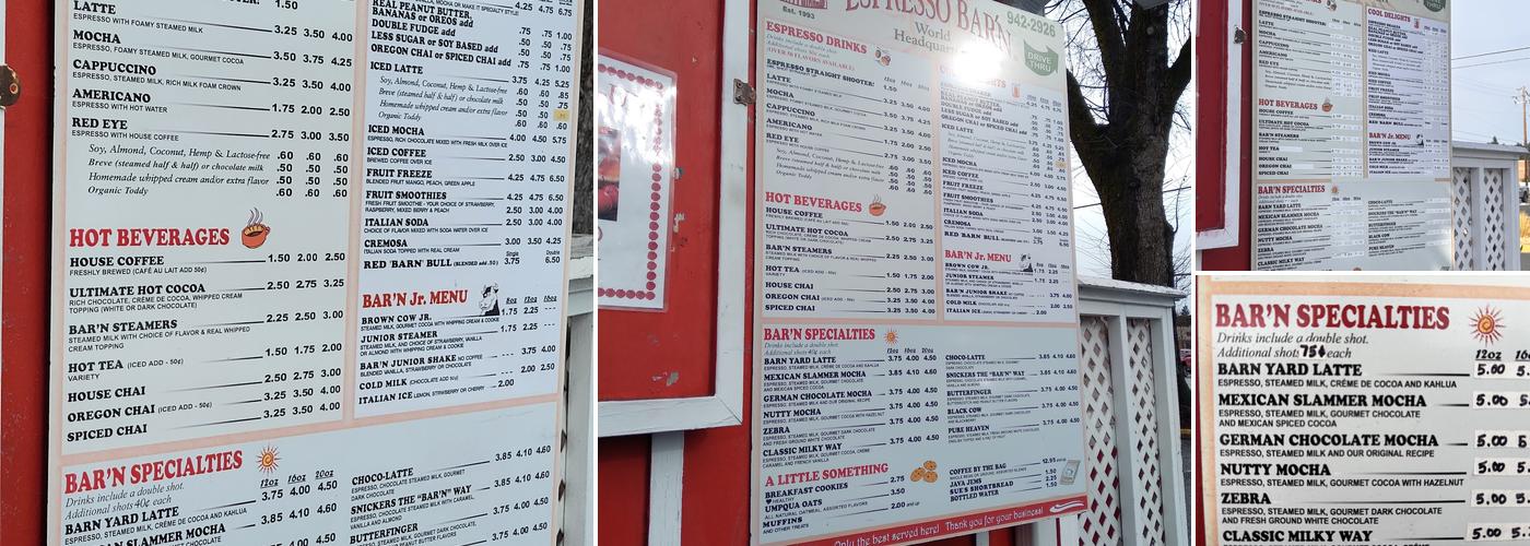 Espresso Barn Menu