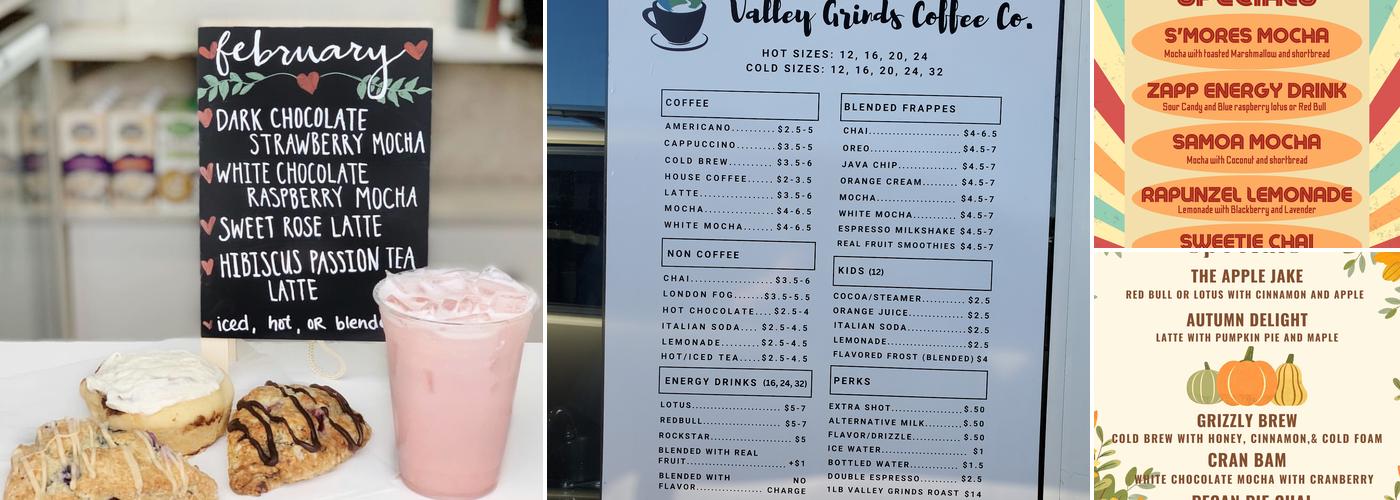 Valley Grinds Coffee Co. Menu