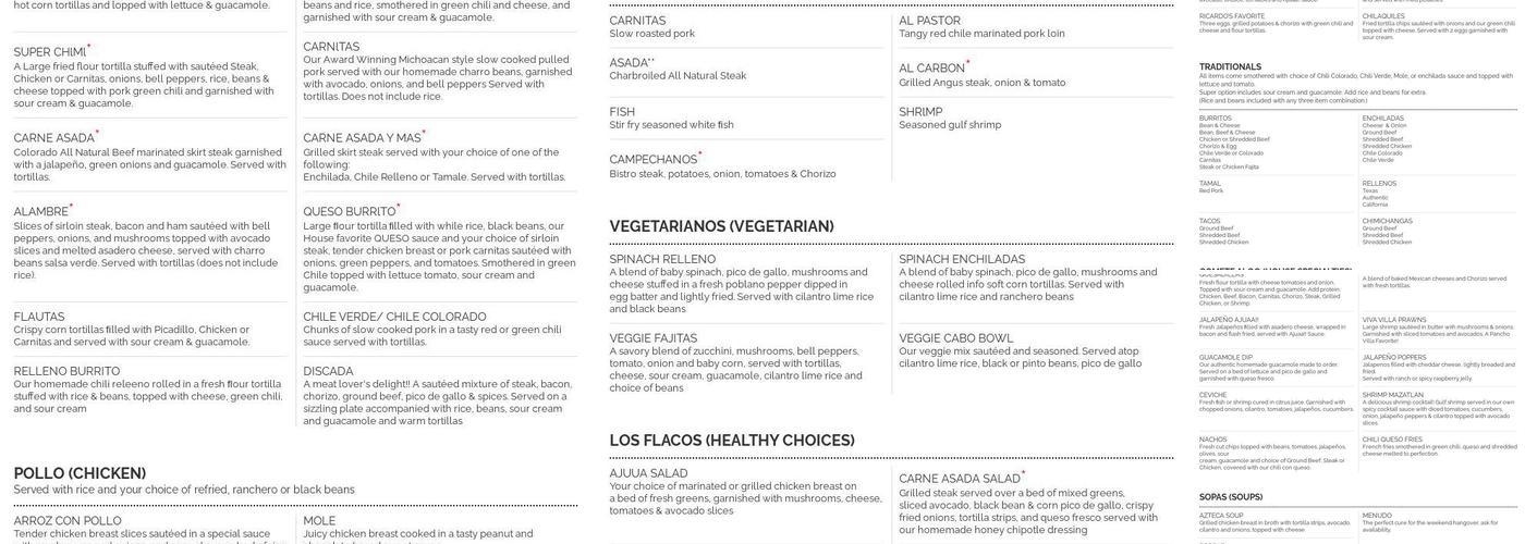 Raza Fresa Menu