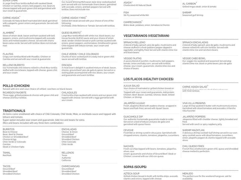 Raza Fresa Menu