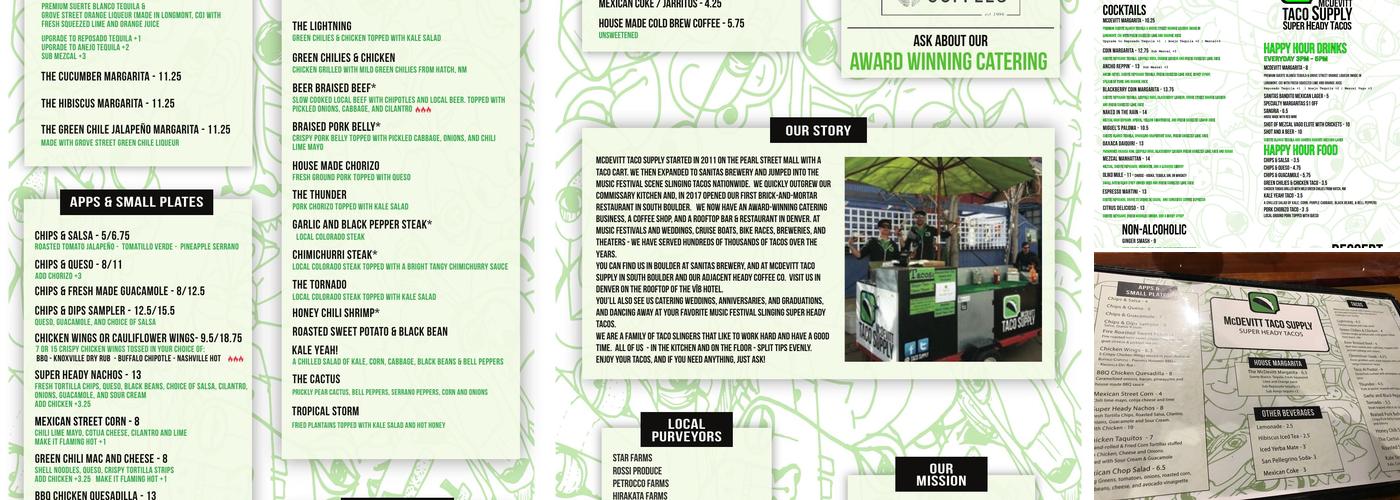 McDevitt Taco Supply Menu