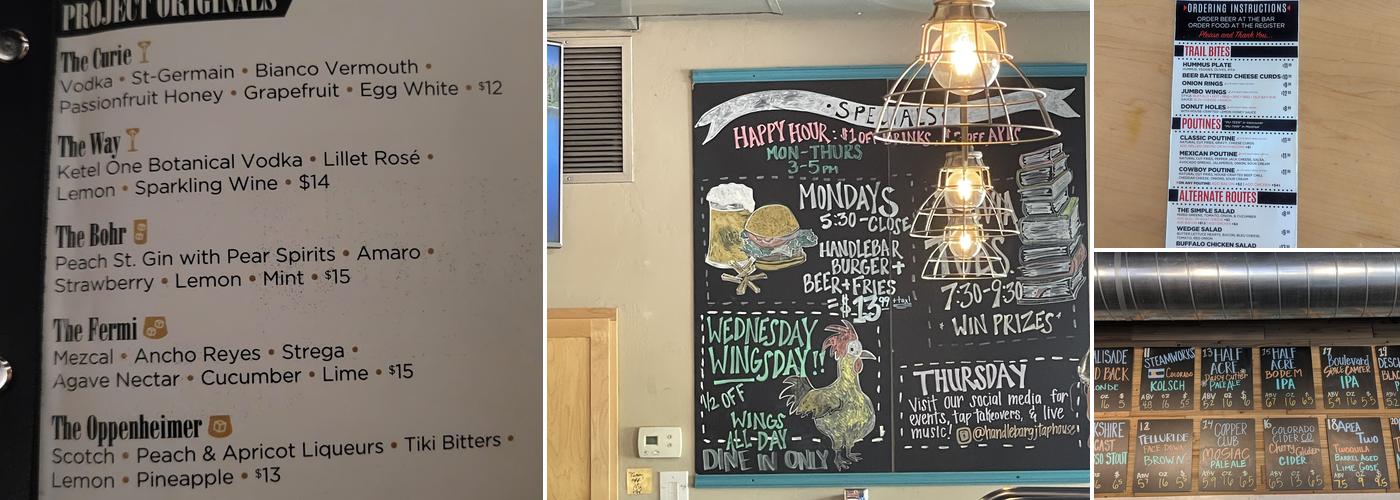 Handlebar Tap House Menu
