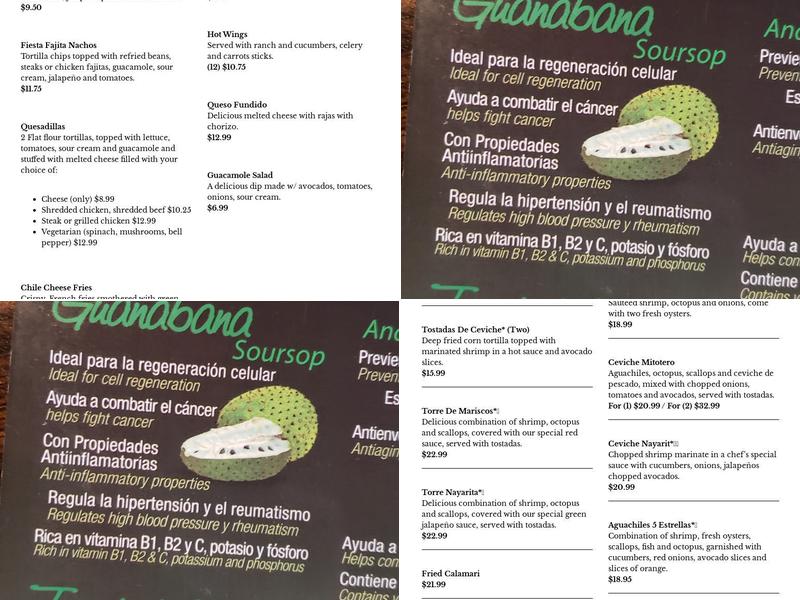 Mariscos El Berrinche's Mexican Restaurant Menu