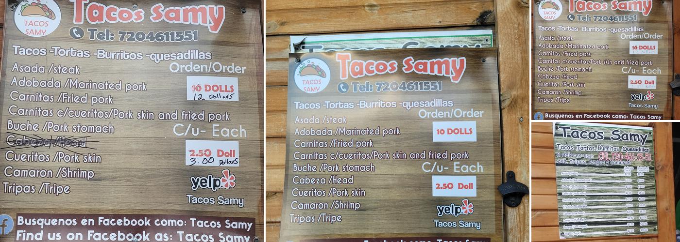 Tacos Samy Menu