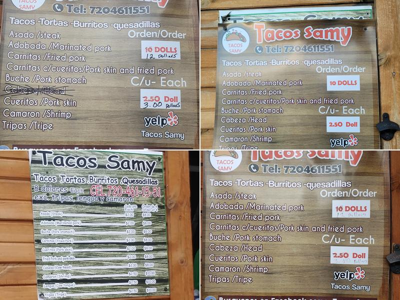 Tacos Samy Menu