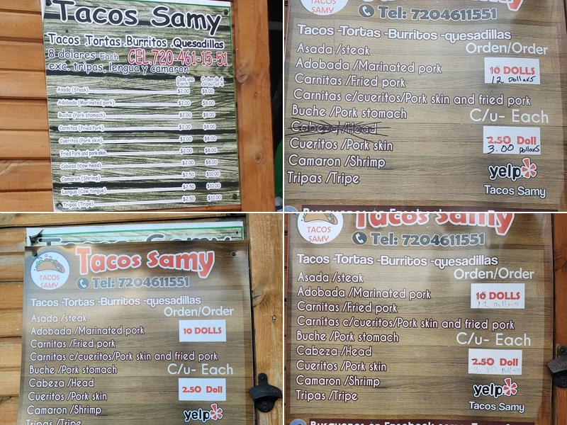 Tacos Samy Menu