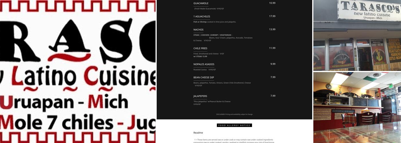 Tarascos Mexican restaurant Menu