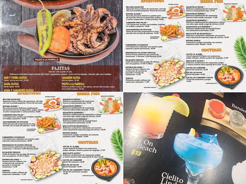 Mariscos El Muchacho Alegre Menu