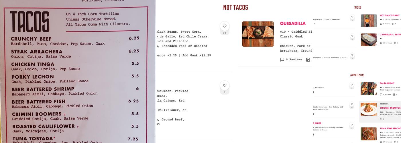 Dos Santos Menu