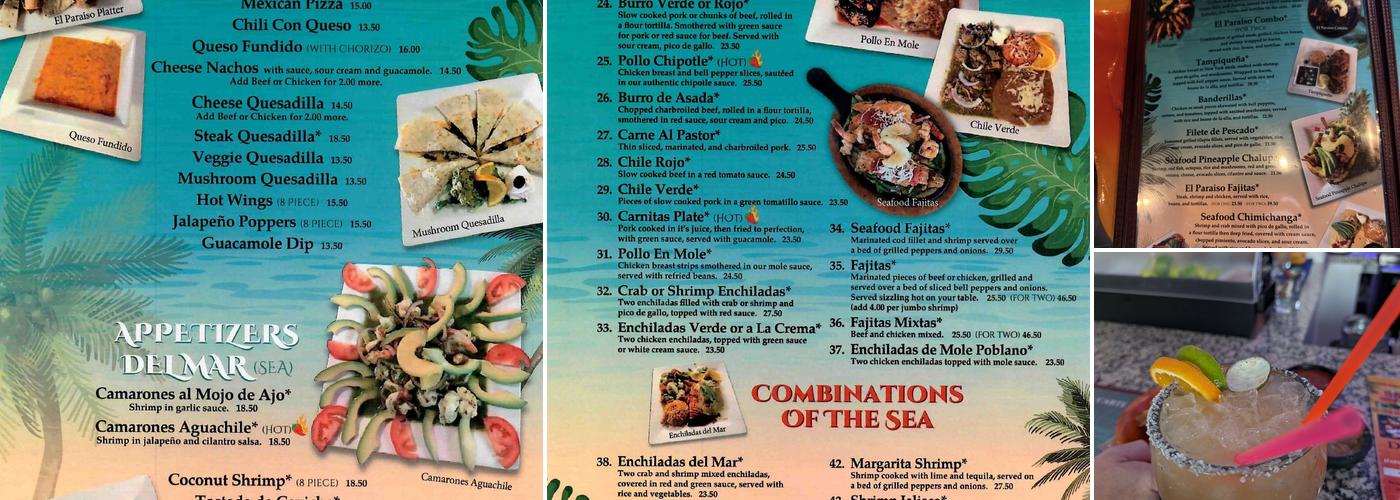 El Paraiso Mexican Menu