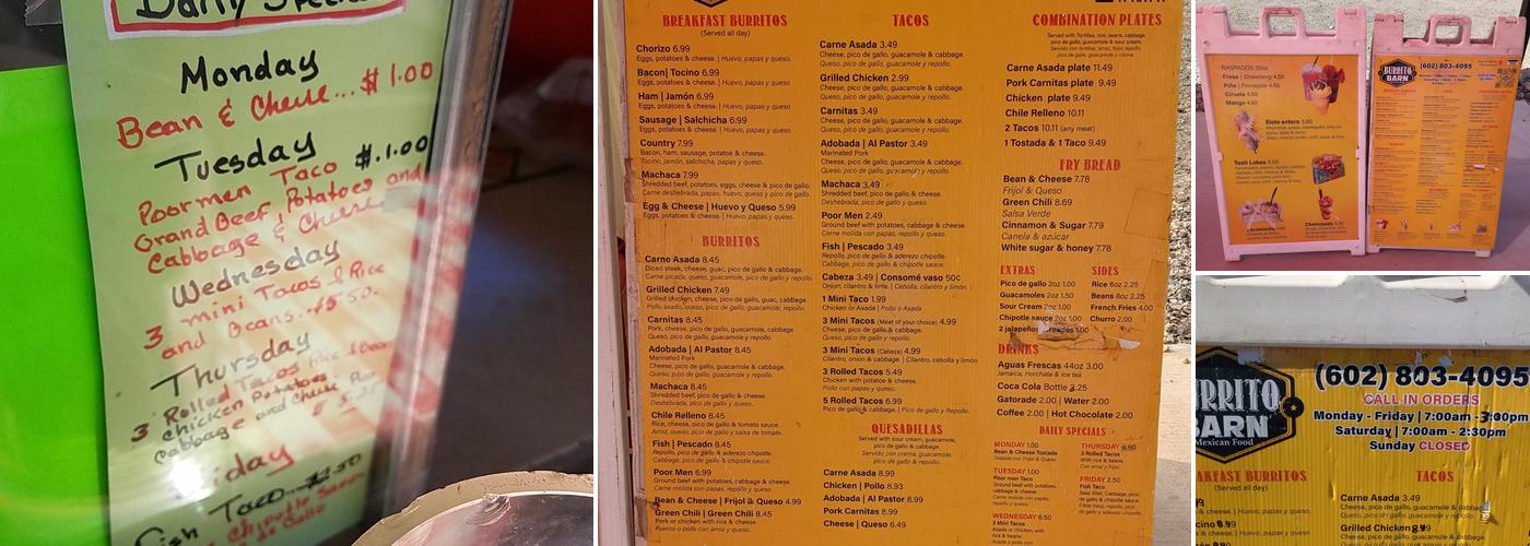 Burrito BARN Menu