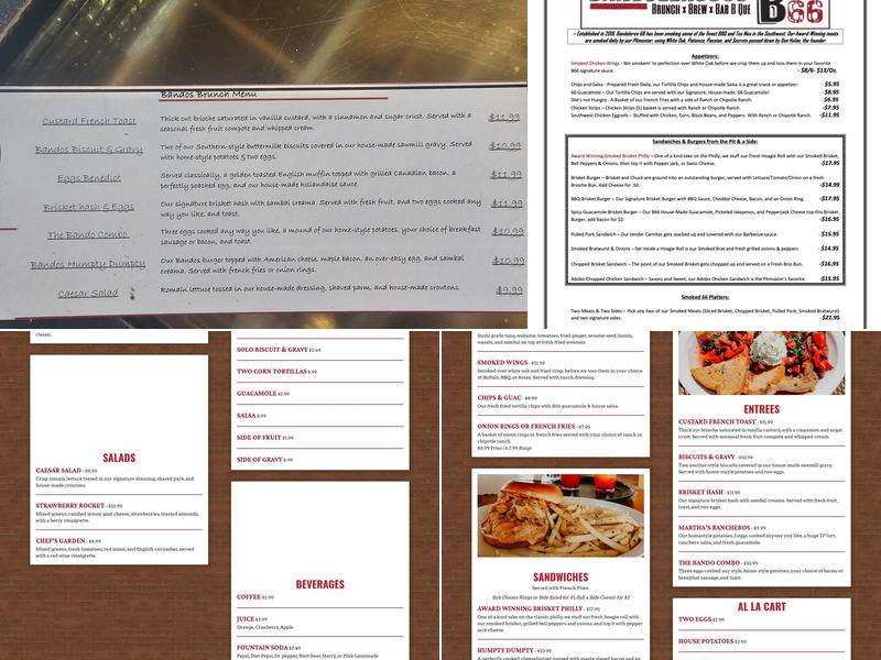 B66 Brunch Brew & Bar B Que Menu