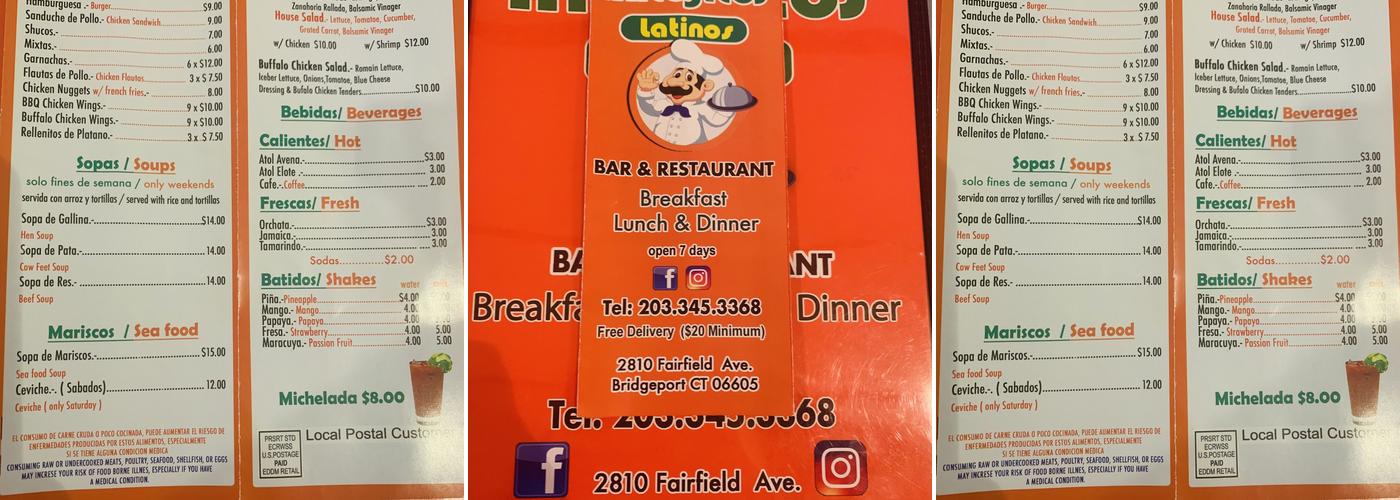 Antojitos Latinos Menu