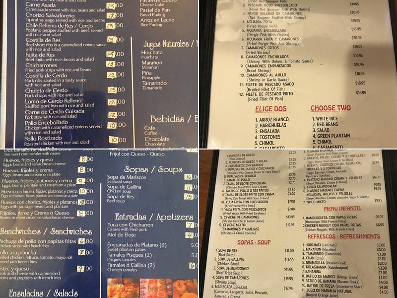 Cafe 503 pupuseria salvadoreña Menu