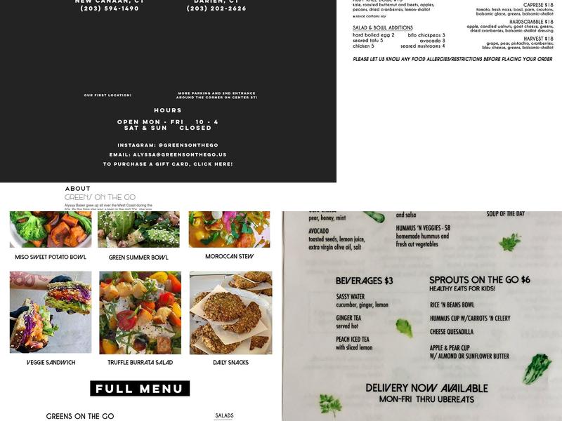 Greens on the Go Menu