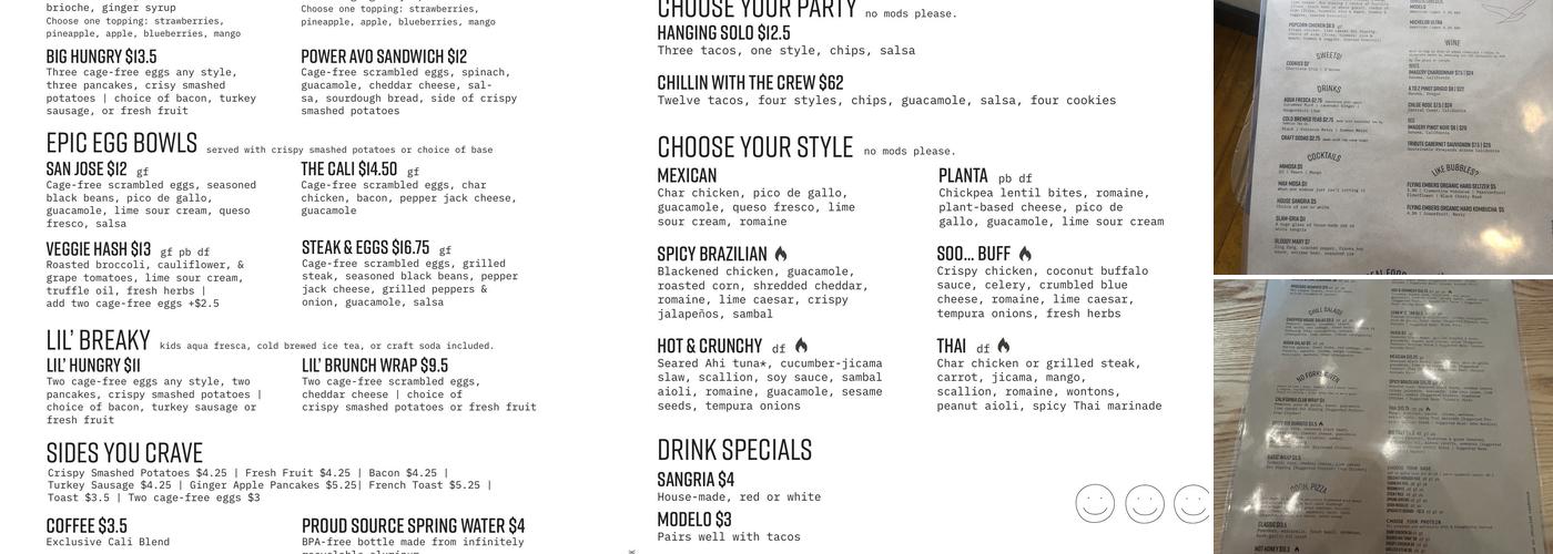 Cali - St. Pete Menu