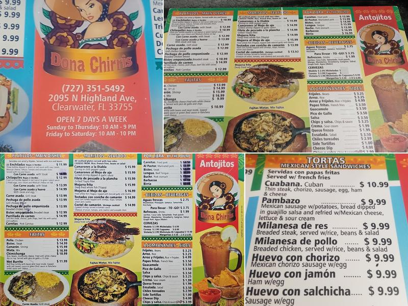 Antojitos Doña Chirris Menu