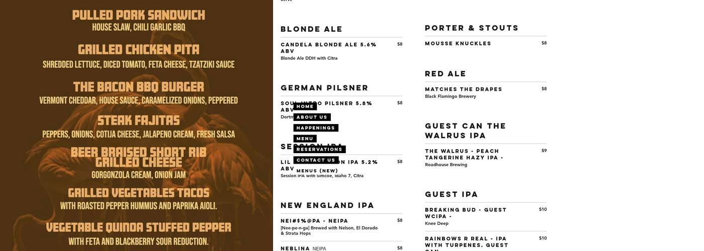 Black Flamingo Live Menu