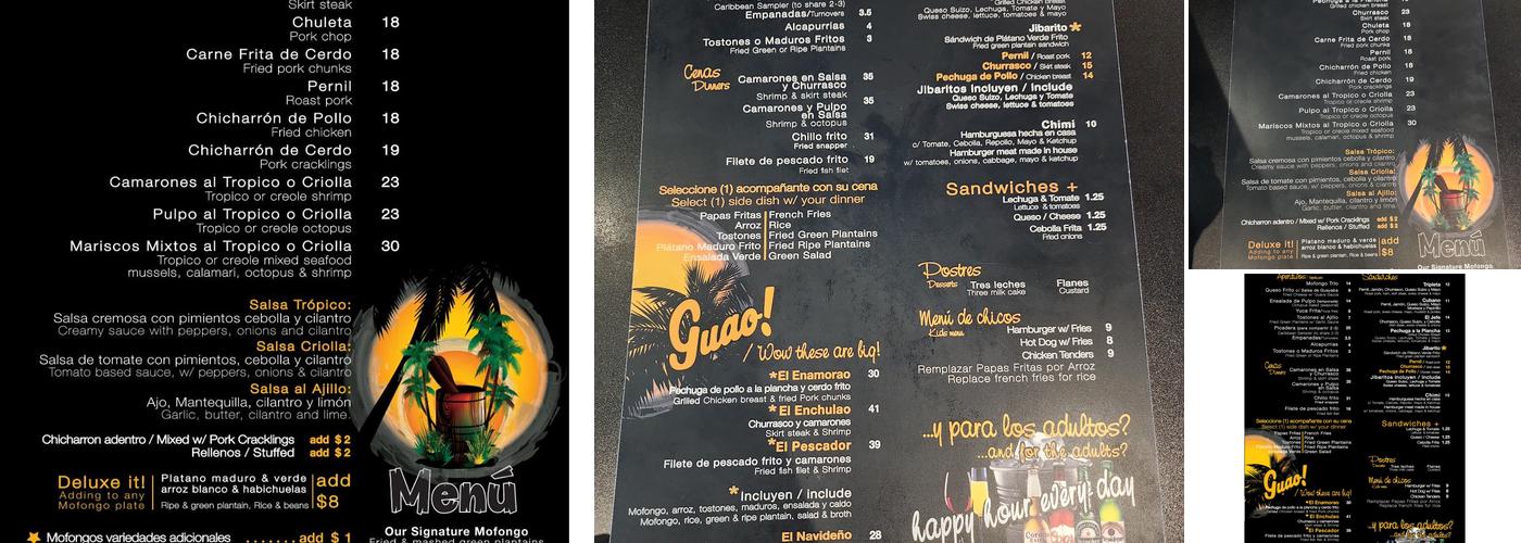 Tropico Mofongo Restaurant ️ Menu