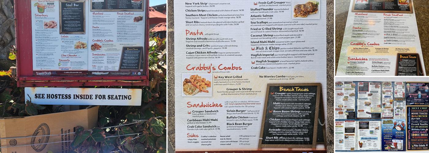 Crabby’s Oceanside Menu