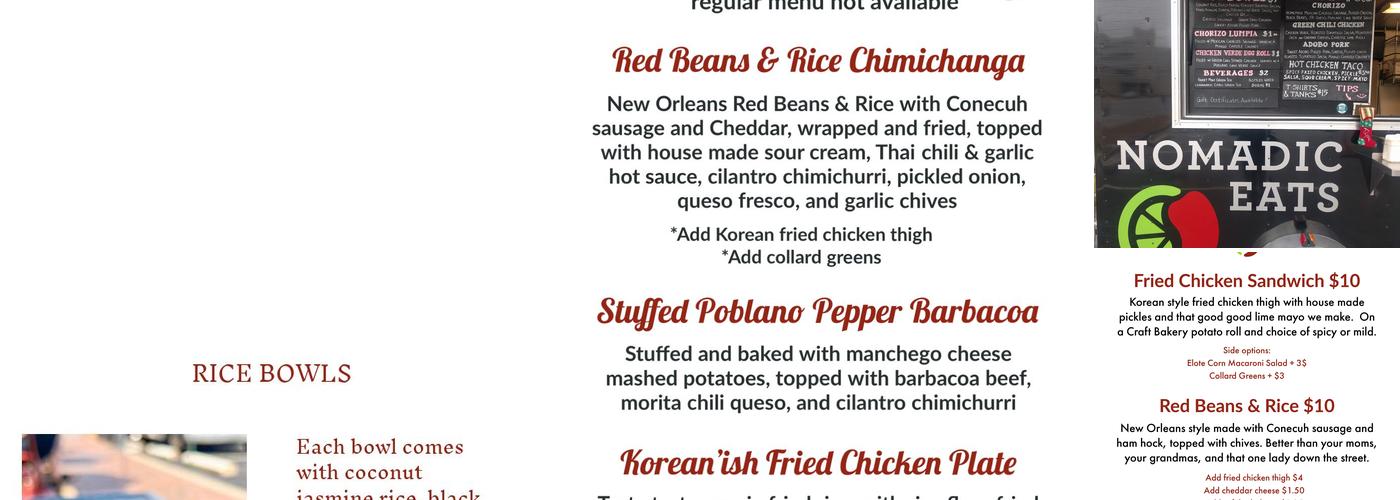 Nomadic Eats Menu