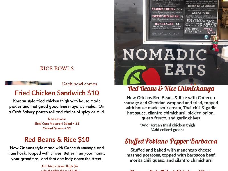 Nomadic Eats Menu