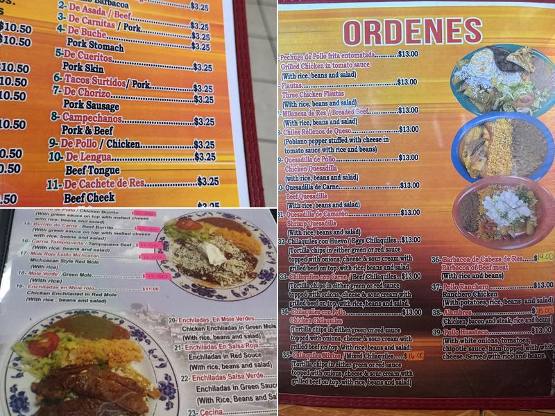 Taqueria Michoacan Menu