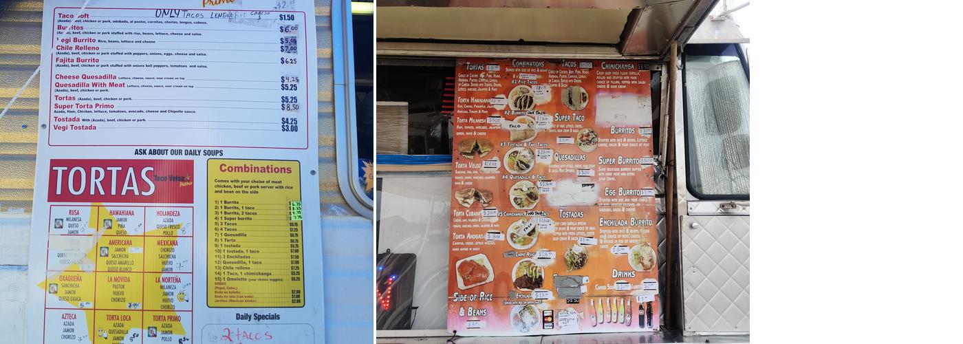 Taco Veloz Menu
