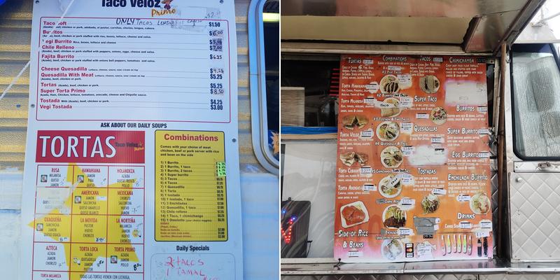 Taco Veloz Menu