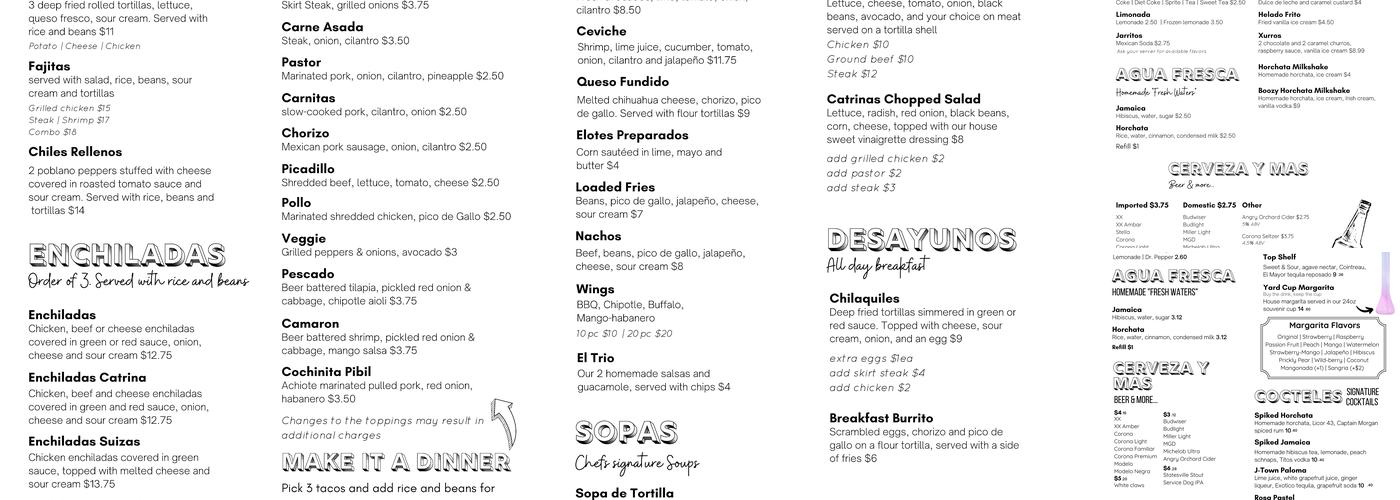 Catrinas Mex Menu