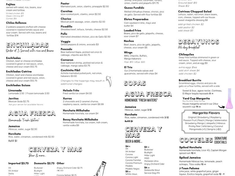 Catrinas Mex Menu