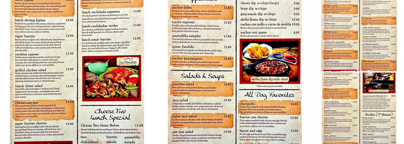 Plaza Los Panchos Menu