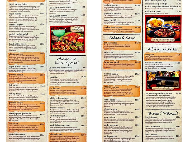 Plaza Los Panchos Menu