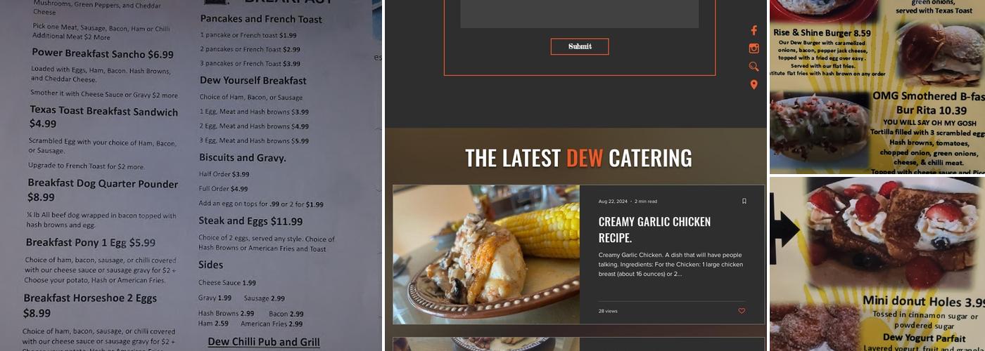 Dew Chilli Parlor Pub and Grill Menu