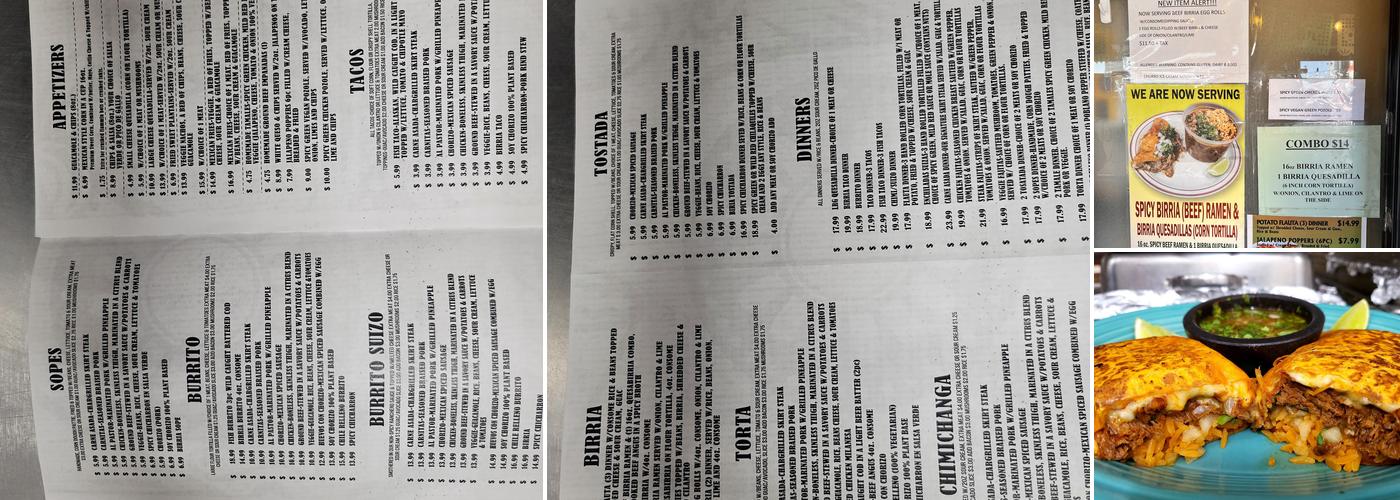 Edgewater Tacos Menu