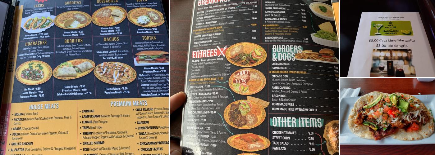 Tony's Tacos - Bloomington Menu