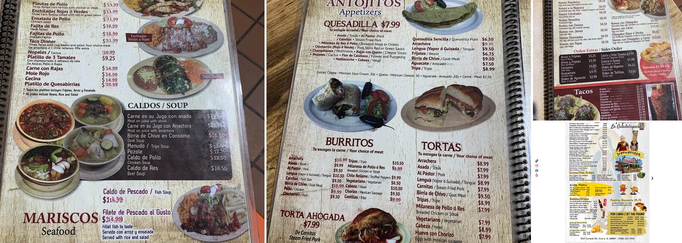 Taqueria La Guadalupana Menu