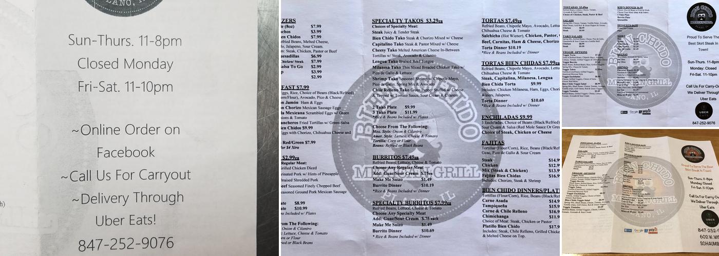 Bien Chidos Mexican Grill By Lalis Menu