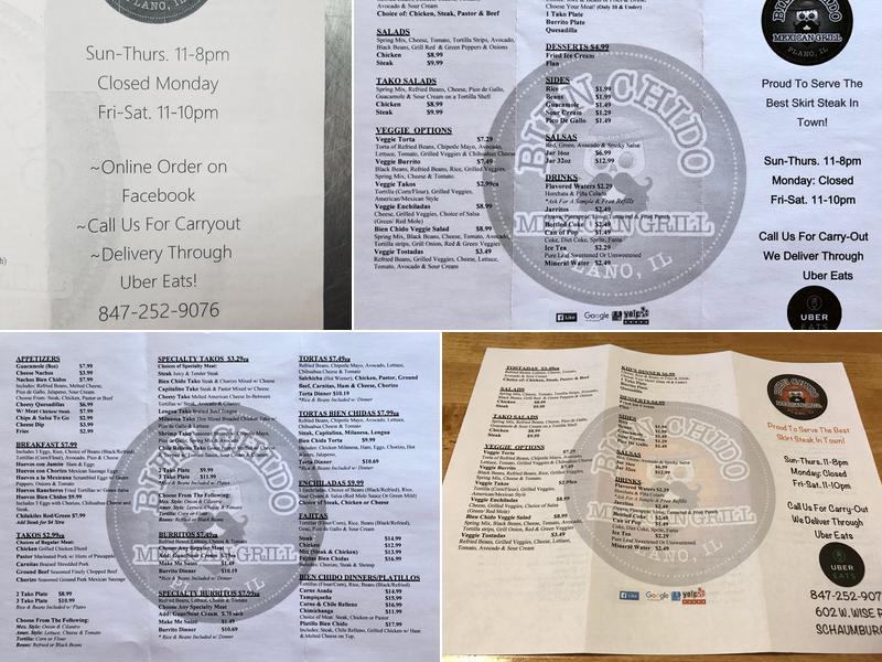 Bien Chidos Mexican Grill By Lalis Menu