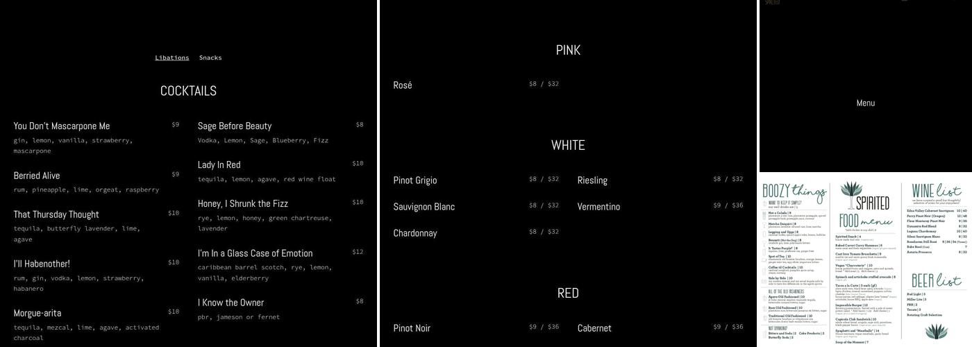 Spirited Menu