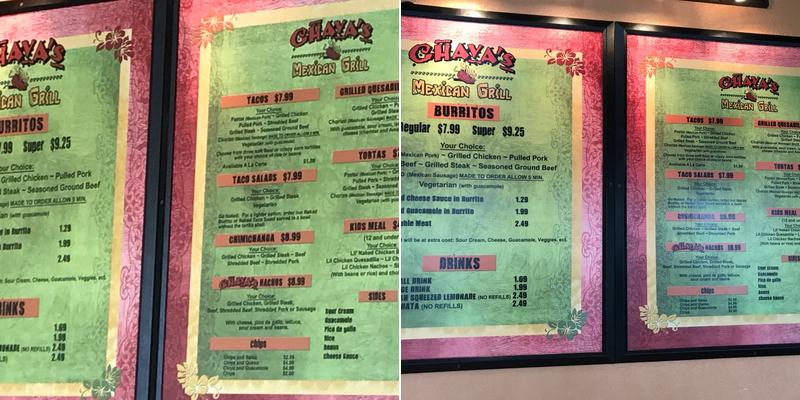 Chavas Menu