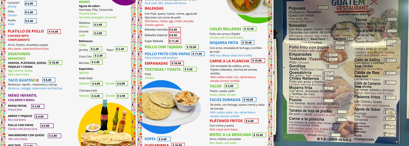 GuateMex Menu