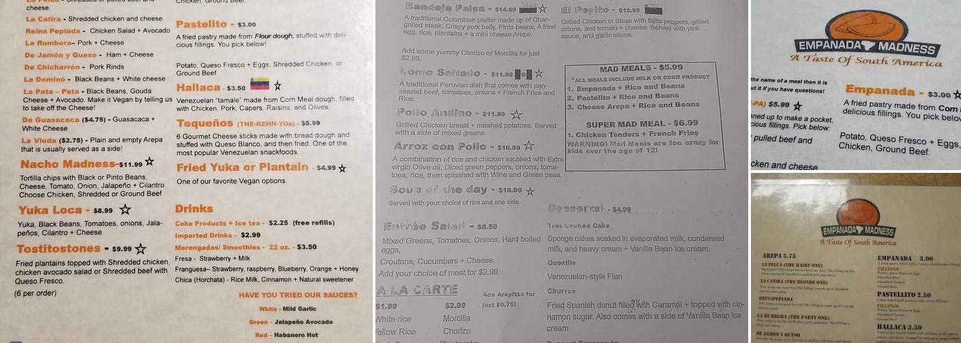 Empanada Madness Menu