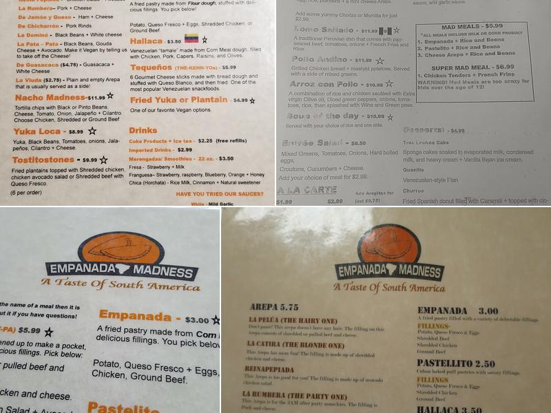 Empanada Madness Menu